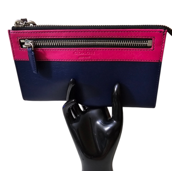COACH Legacy Colorblock Pink and Navy Wristlet - Picture 11 of 11